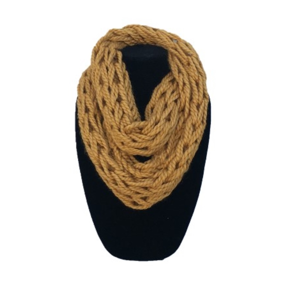 NWOT Yellow Handknit Cozy Infinity Scarf